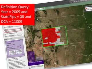 Definition Query:
Year = 2009 and
StateFips = 08 and
DCA = 11009
 