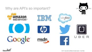 © 2017 Cisco and/or its affiliates. All rights reserved. Cisco Public
Why are API’s so important?
 