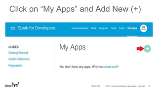 © 2017 Cisco and/or its affiliates. All rights reserved. Cisco Public
Click on “My Apps” and Add New (+)
DEVNET-1056 92
 