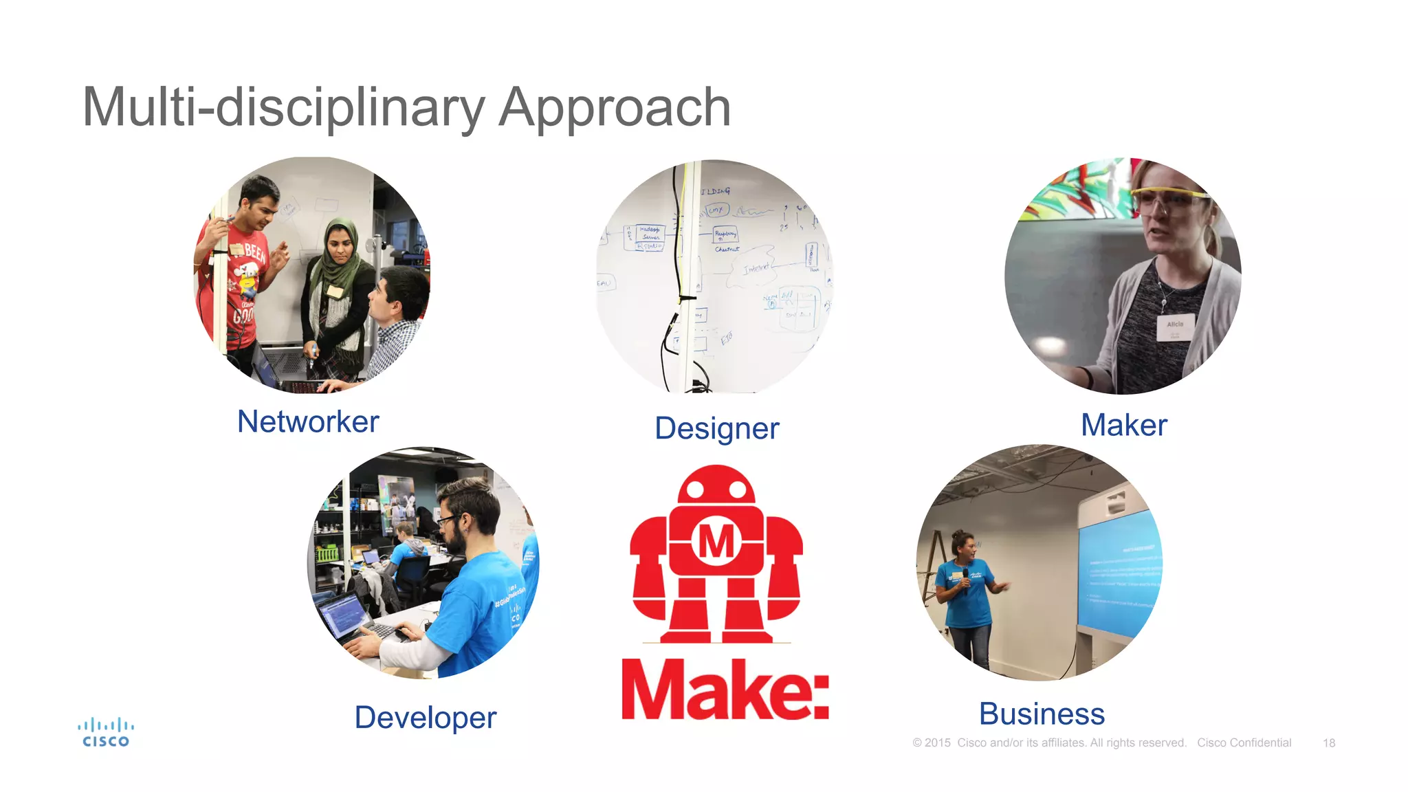 18© 2015 Cisco and/or its affiliates. All rights reserved. Cisco Confidential
Multi-disciplinary Approach
Designer Maker
Developer
Networker
Business
 