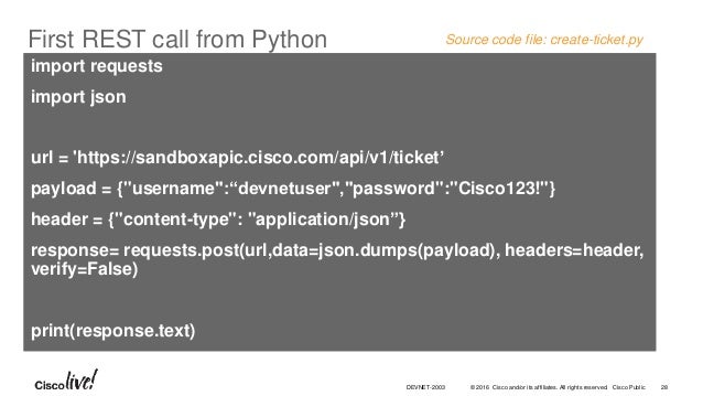 Coding 102: REST API Basics using APIC-EM