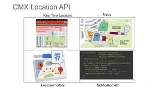 MapsReal Time Location
Location history Notification API
CMX Location API
 