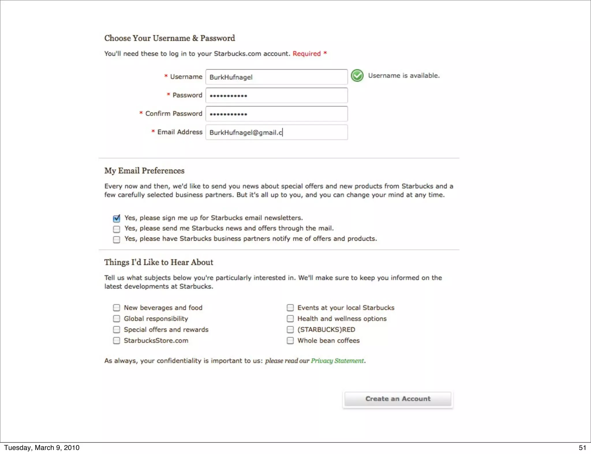 Tuesday, March 9, 2010   51
 