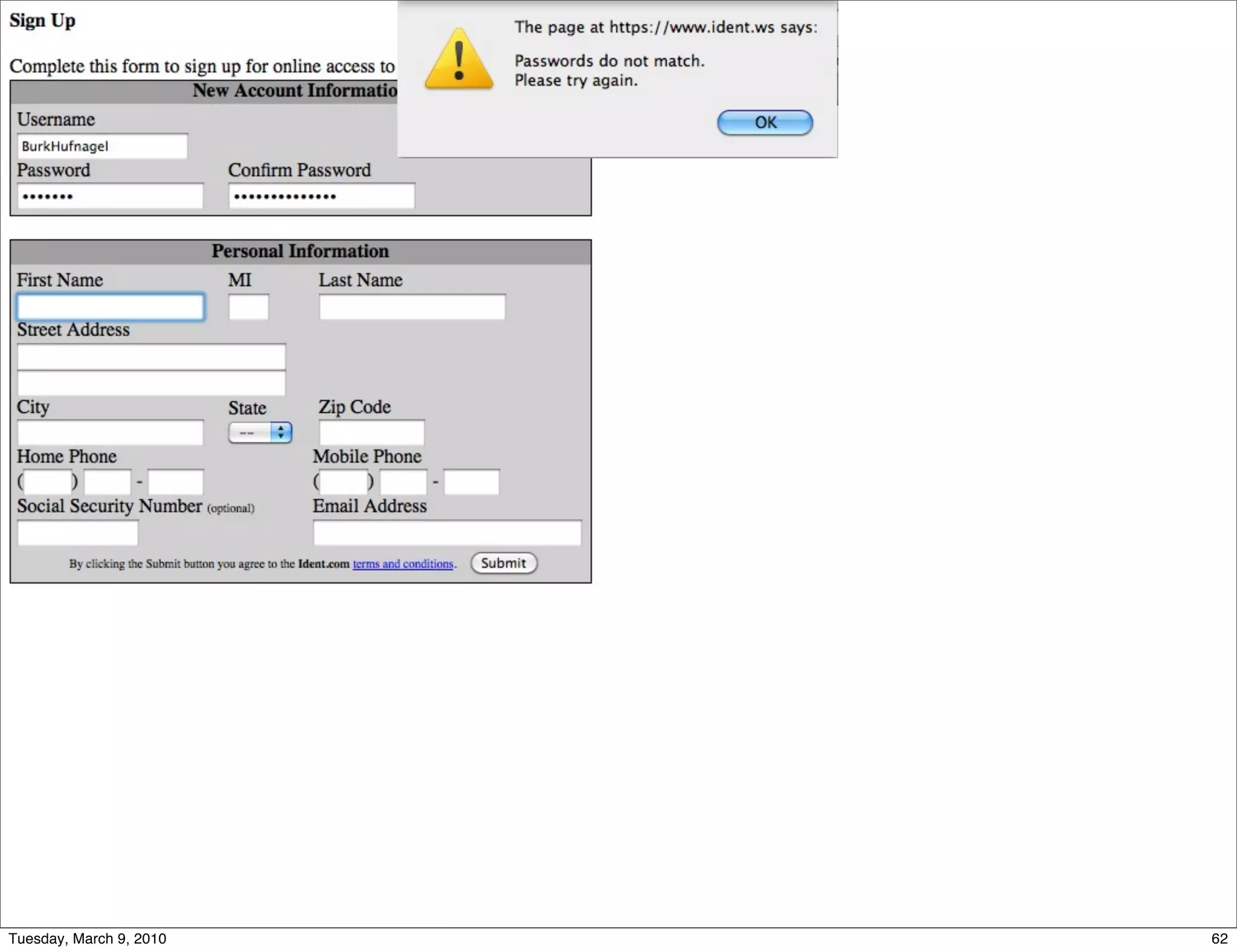 Tuesday, March 9, 2010   62
 