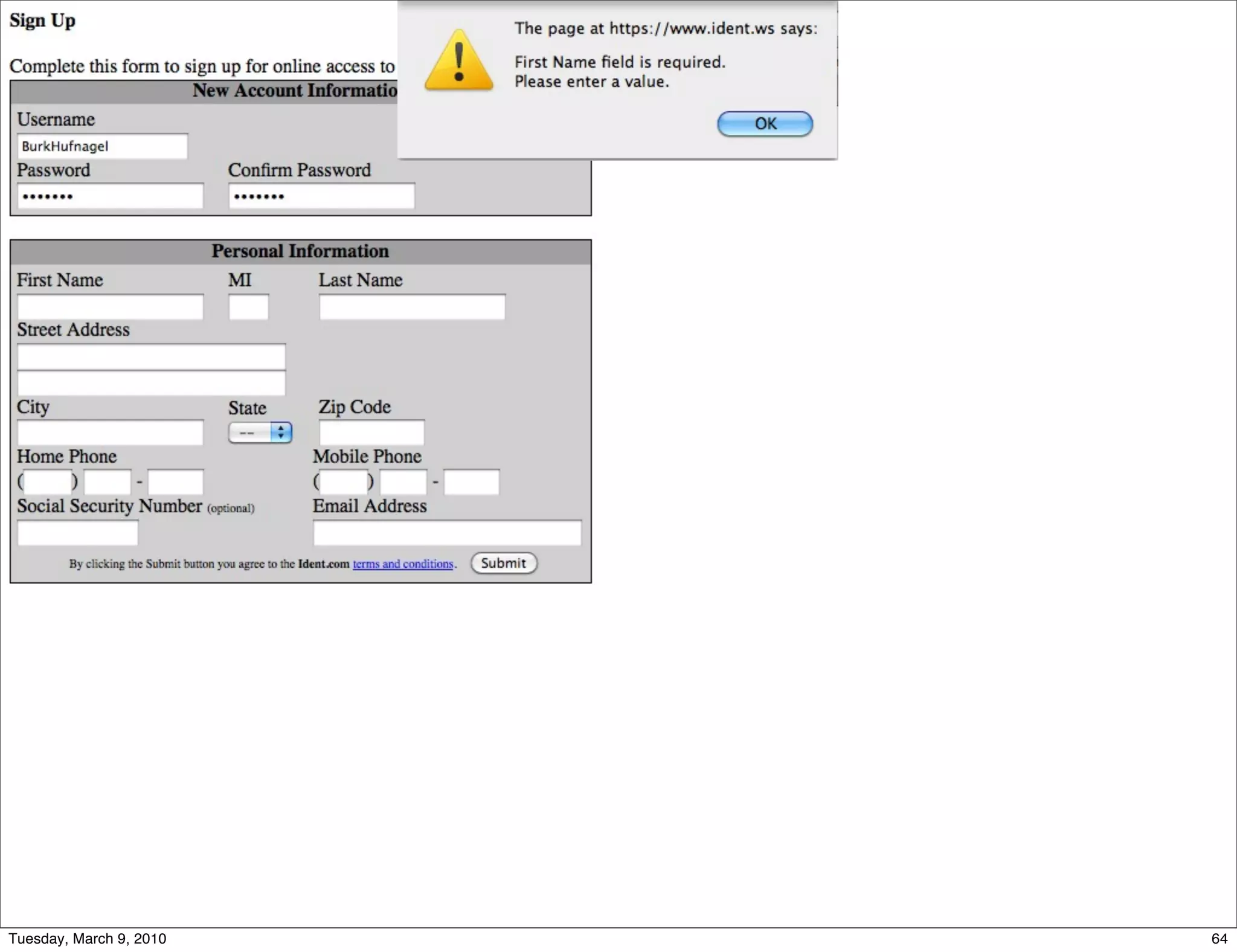 Tuesday, March 9, 2010   64
 