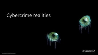 @spoole167https://www.flickr.com/photos/koolmann/
Cybercrime realities
https://www.flickr.com/photos/koolmann/
@spoole167
 