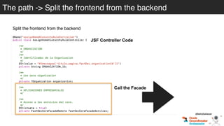 Split the frontend from the backend
JSF Controller Code
Call the Facade
The path -> Split the frontend from the backend
@betoSalazar
 