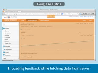 Google Analytics




1. Loading feedback while fetching data from server
 