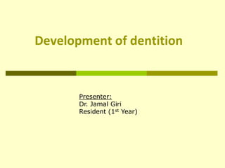 Presenter:
Dr. Jamal Giri
Resident (1st Year)
Development of dentition
 
