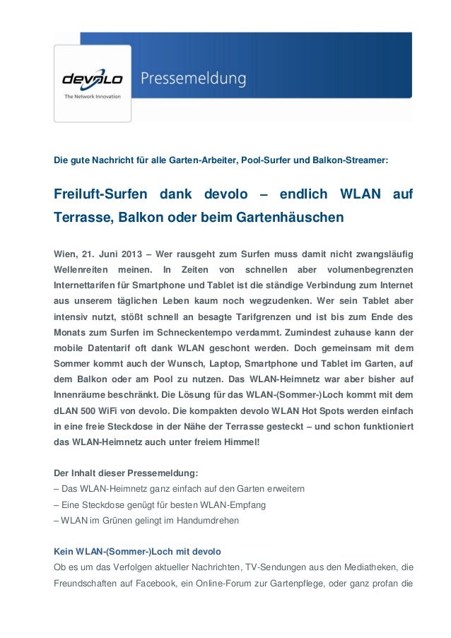 Dank Devolo Wlan Freiluftsurfen Im Garten