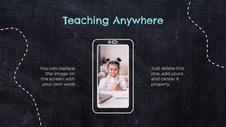 Teaching Anywhere
You can replace
the image on
the screen with
your own work
Just delete this
one, add yours
and center it
properly
 