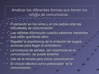 Analizar las diferentes formas que tienen losAnalizar las diferentes formas que tienen los
niñ@s de comunicarse .niñ@s de ...