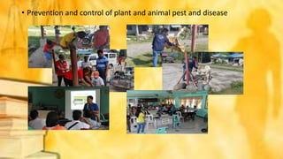 • Prevention and control of plant and animal pest and disease
 