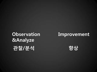 Observation   Improvement
&Analyze
관찰/분석            향상
 