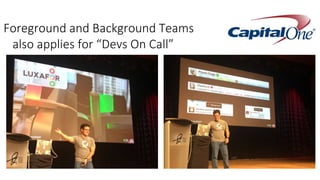 Foreground and Background Teams
also applies for “Devs On Call”
 