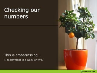 This is embarrassing…
1 deployment in a week or two.

 