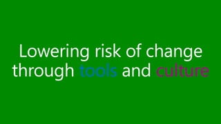 Lowering risk of change 
through tools and culture 
 