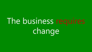 The business requires 
change 
 