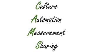 Culture 
Automation 
Measurement 
Sharing 
 