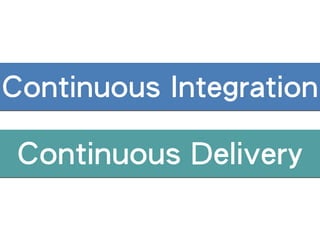 Continuous Integration
Continuous Delivery
 