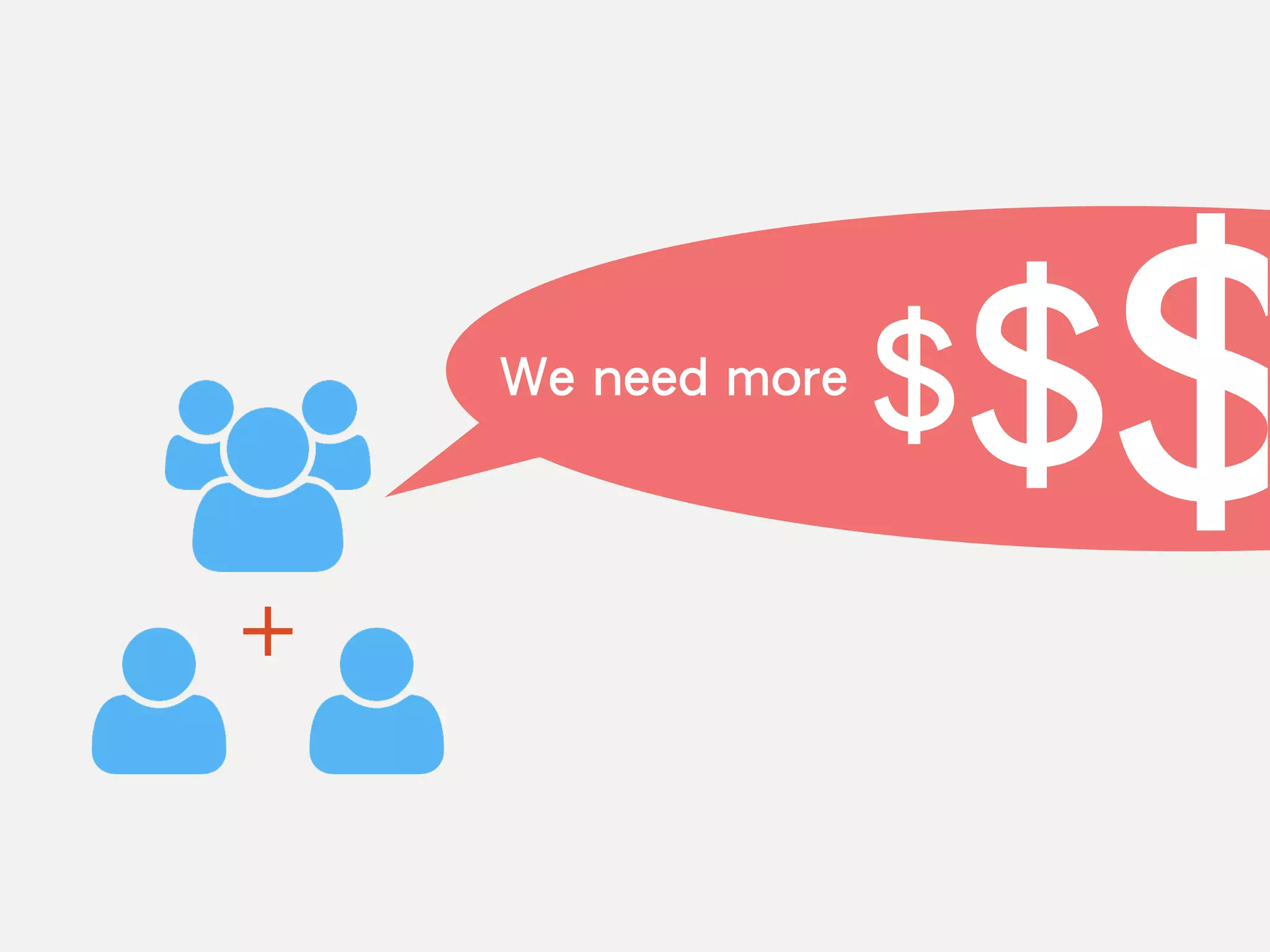 ＋
We need more
$$$
 