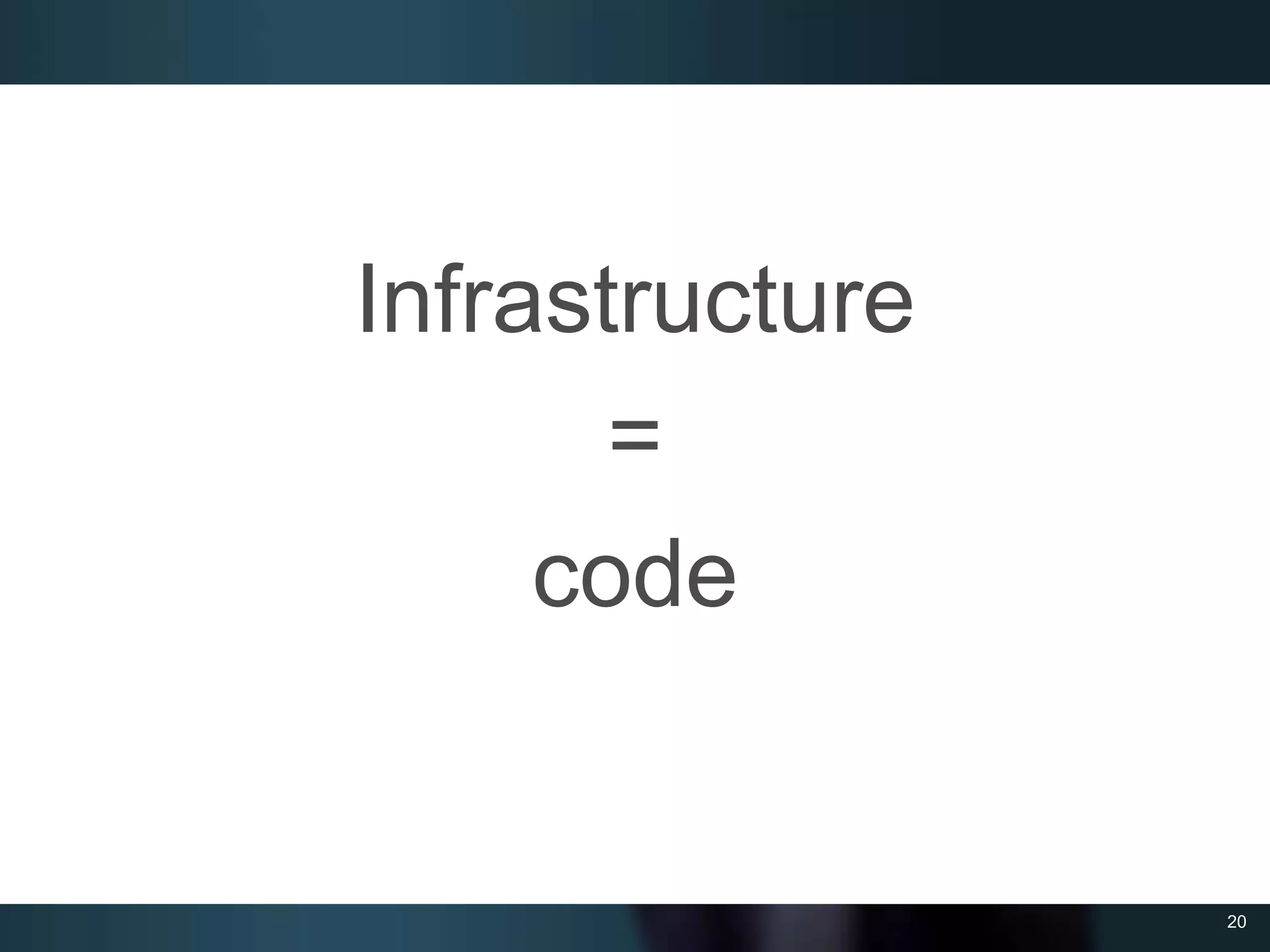 20
Infrastructure
=
code
 