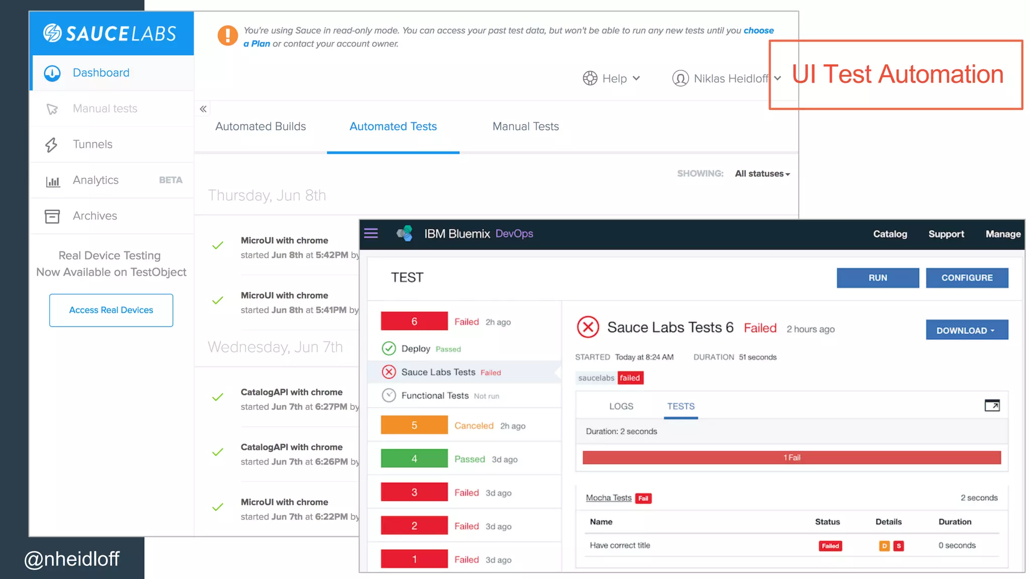 Demo
@nheidloff
UI Test Automation
 