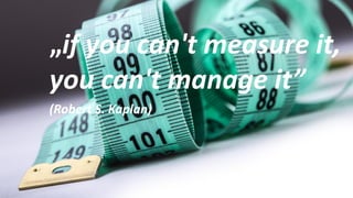 „if you can't measure it,
you can't manage it”
(Robert S. Kaplan)
 