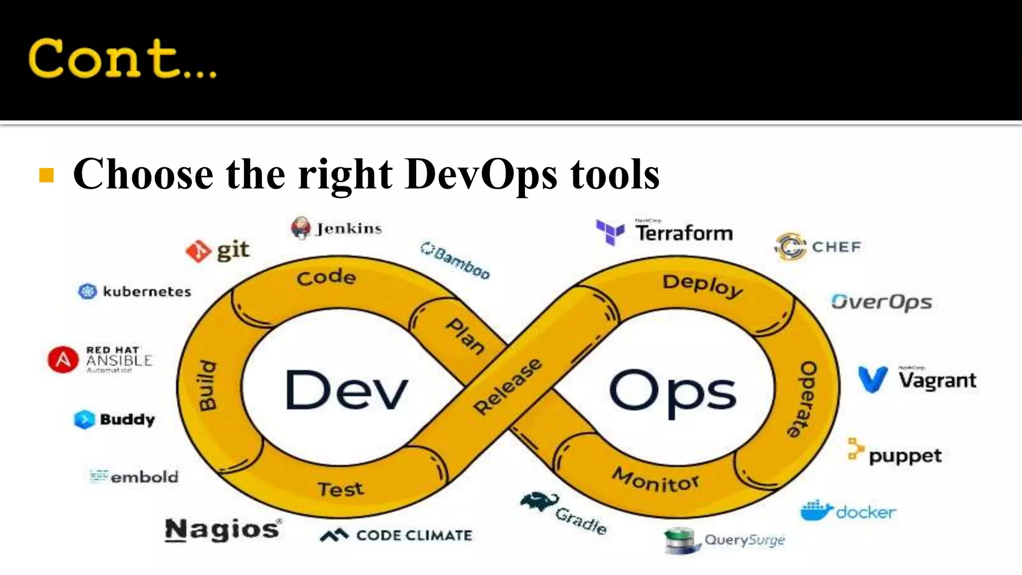  Choose the right DevOps tools
 