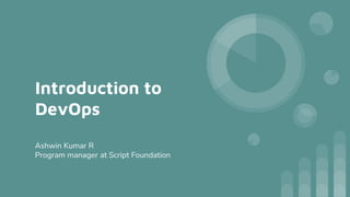 Introduction to
DevOps
Ashwin Kumar R
Program manager at Script Foundation
 