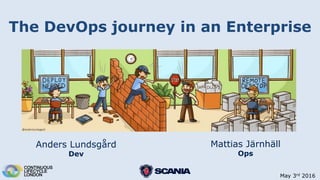 The DevOps journey in an Enterprise
Anders Lundsgård
Dev
Mattias Järnhäll
Ops
May 3rd 2016
 