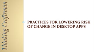 Few Key Practices in DevOps
There are few key practices you have to have.
 Excellent Configuration Management Practices
◦ This is more than just I know ‘commit/update’ and Hence I am an expert of ‘version control’
 A Build Server
◦ A Build Server is a ‘center of the universe’ for software development team.
◦ Daily Build, Continuous Integrations, Automated Tests, static analysis, build packaging etc
etc. ALL happens on Build Server
 Continuously Develop tools/features to Help Ops
◦ Add Monitoring and Tracking from Day 1 (e.g. centralized logging, crash monitoring etc)
 Automate the Deploy
 
