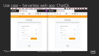© 2018, Amazon Web Services, Inc. or its affiliates. All rights reserved.
Serverless web app – Architecture
AWS Cloud
Regi...