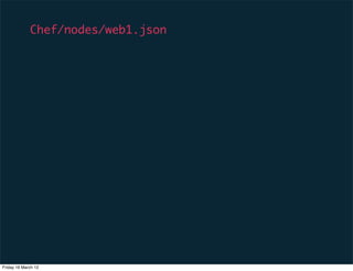 Chef/nodes/web1.json




Friday 16 March 12
 