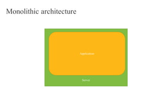 Monolithic architecture
Server
Application
 