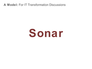 See my DevOps Swimming Lane Slides

Transforming the Enterprise
M oving from…Mega - Complex - Silos…
with isolated decision-making and internally competitive teams
“You can’t buy a culture transformation,
it is hard work from within the organization”
Dr. Ahmed Sidky

Moving to…Micro - Simple - Cross-discipline…
with shared decision-making, ownership, standards and automation
With Agile and DevOps… “the differences between a
developer and operations engineer
is becoming less visible and will eventually dissolve.”
DevOps-Pivoting Beyond Pockets, Kamal Manglani

 