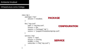 Ambiente Imutável
Infraestrutura como Código
 