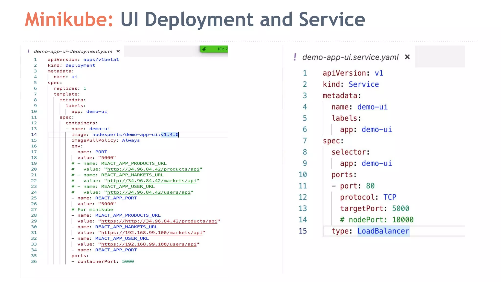 Minikube: UI Deployment and Service 