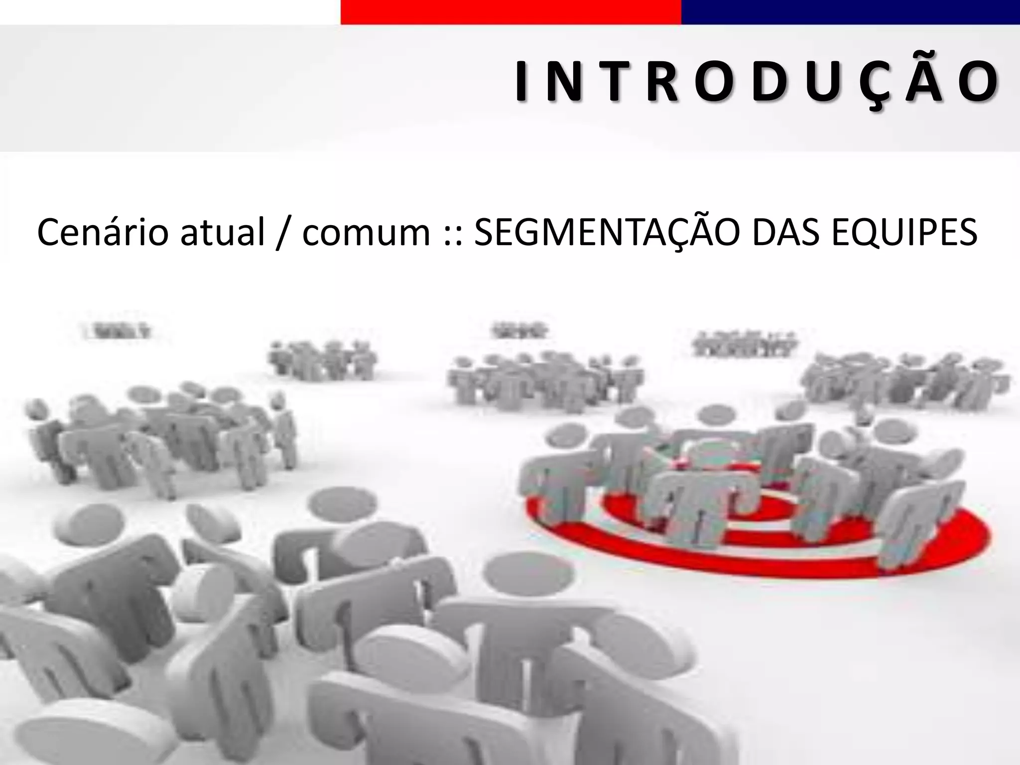 I N T R O D U Ç Ã O
Cenário atual / comum :: SEGMENTAÇÃO DAS EQUIPES
 
