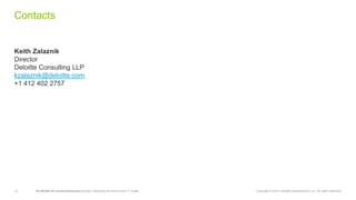 12 CA World’14—Invent tomorrow DevOps: Retooling the end-to-end IT model Copyright © 2014 Deloitte Development LLC. All rights reserved.
Contacts
‫‏‬Keith Zalaznik
Director
Deloitte Consulting LLP
kzalaznik@deloitte.com
+1 412 402 2757
 
