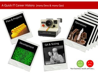 A Quick IT Career History (many Devs & many Ops)

Your business results will vary…

 