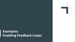 Examples:
Enabling Feedback Loops
 