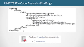 UNIT	TEST	– Code	Analysis	- FindBugs
 