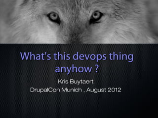 What's this devops thing
       anyhow ?
           Kris Buytaert
  DrupalCon Munich , August 2012
 