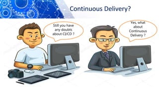 Continuous Delivery?
Still you have
any doubts
about CI/CD ?
Yes, what
about
Continuous
Delivery ?
 