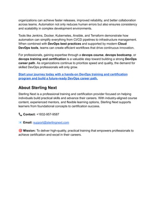 Comprehensive Guide to DevOps Automation Tools and Benefits | PDF