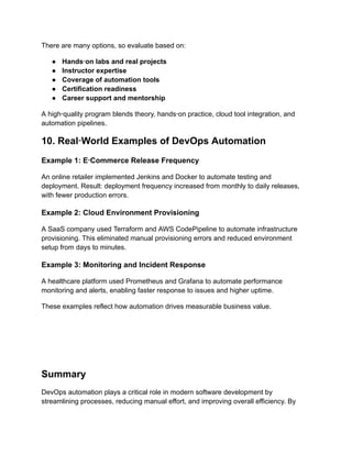 Comprehensive Guide to DevOps Automation Tools and Benefits | PDF