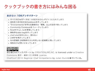 42! 
クックブックの書き方にはみんな困る 
 