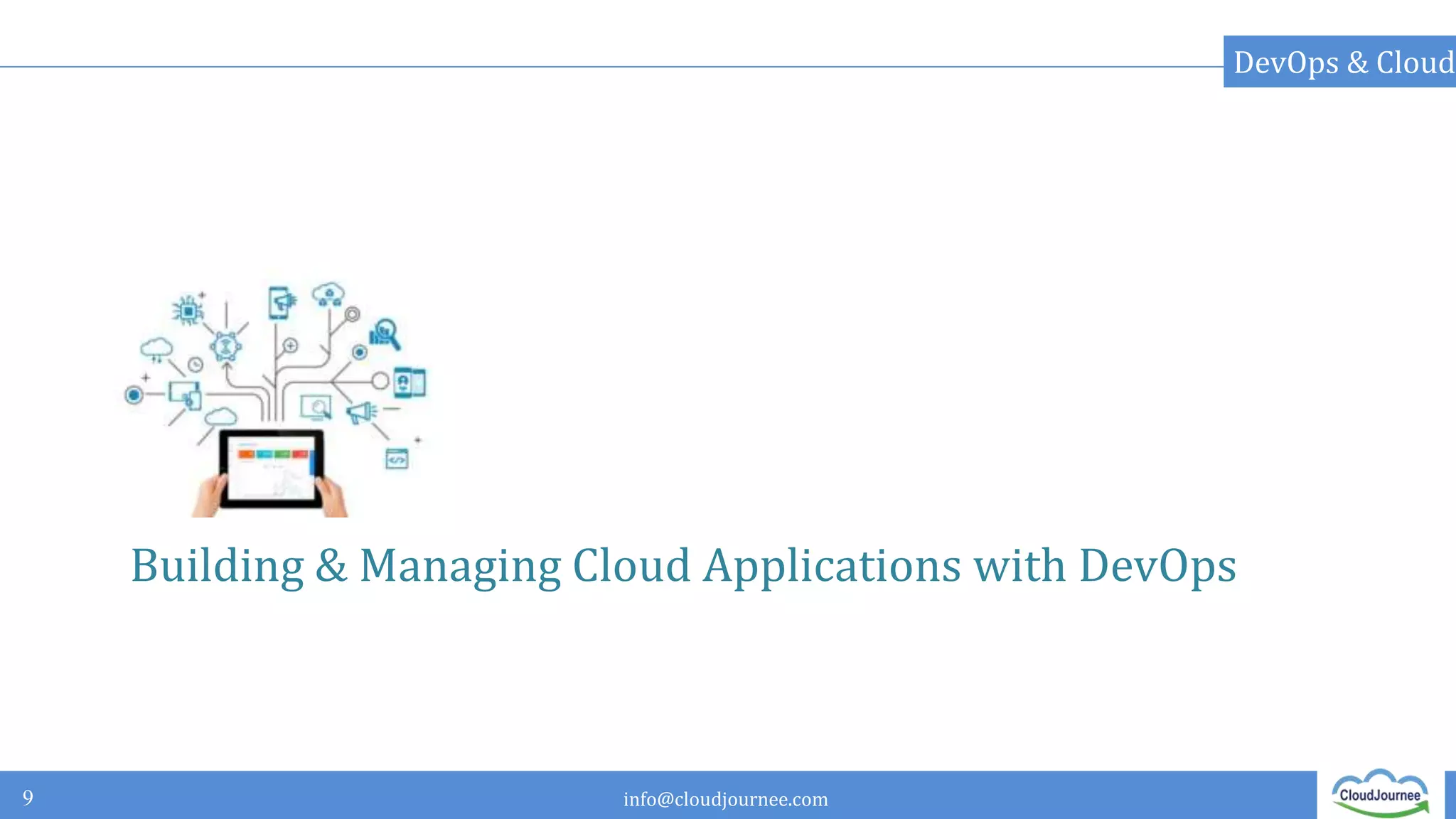 info@cloudjournee.com
Building & Managing Cloud Applications with DevOps
9
DevOps & Cloud
 