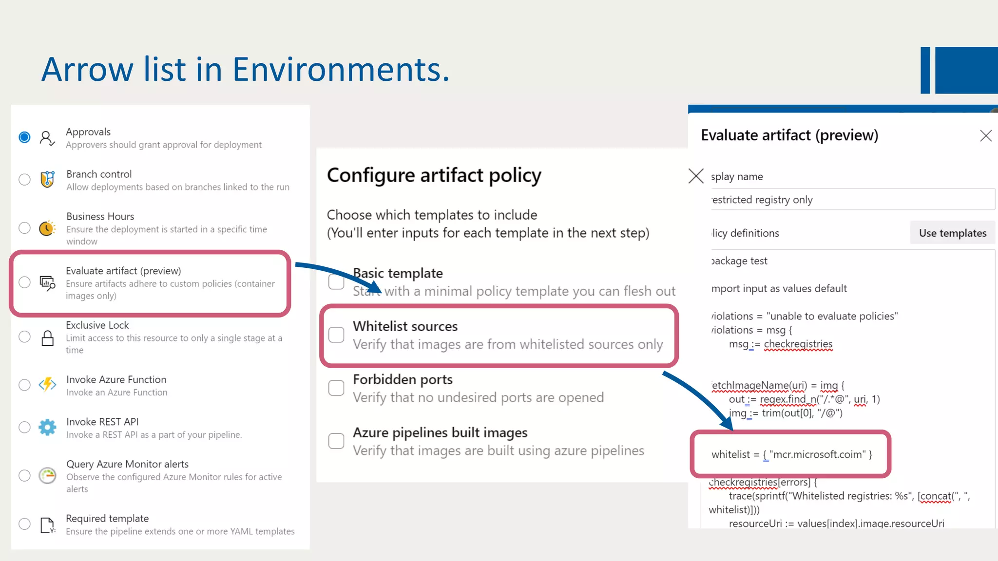 Arrow list in Environments.
 
